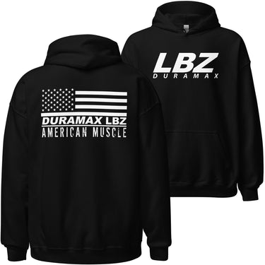LBZ Duramax Hoodie With American Flag in Black